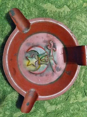 VINTAGE MASONIC SHRINERS SYMBOLS  Metal 5.5  ASHTRAY” • $13.95