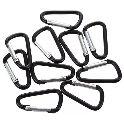 10 Pcs Black D Shaped Aluminum Alloy Snap Clip Key Chain Carabiner Hook F4E3 • $6.05