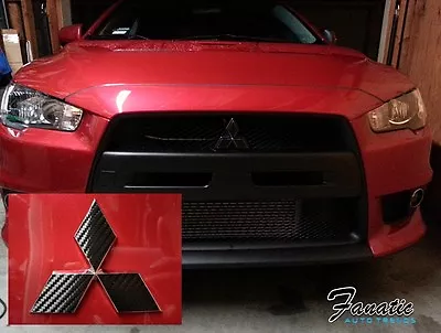 08-2017 Lancer EVOX EVO CARBON FIBER Emblem F/R Overlays Decal Wrap JDM PRECUT • $15.08