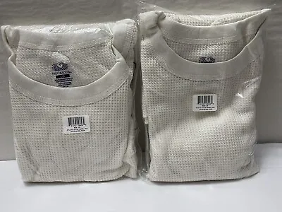 Fruit Of The Loom Mens Thermal Crew Shirt Top 2-PACK Beige Sz LARGE • $17.99