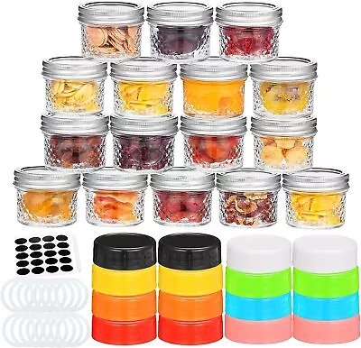 Small Mason Jars With Lids 4oz (16 Pack) Glass Canning Jars With Plastic Lid... • $32.77