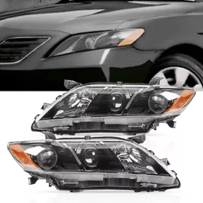 Headlights Headlamps Black Housing Clear Lens Pair For 2007-2009 Toyota Camry • $64.28