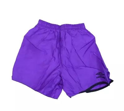 Vintage Umbro Purple Black Trim Unisex Drawstring Waist Soccer Shorts Adult S • $18.99