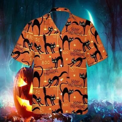 NEW Black Cat Halloween Witch Costume For Holiday Halloween Hawaiian Shirt S-5XL • $26.99