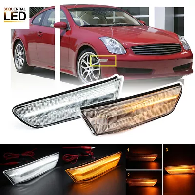 For 03-07 Infiniti G35 Coupe Dynamic LED Amber&White Side Marker Lights Lamps 2x • $39.99