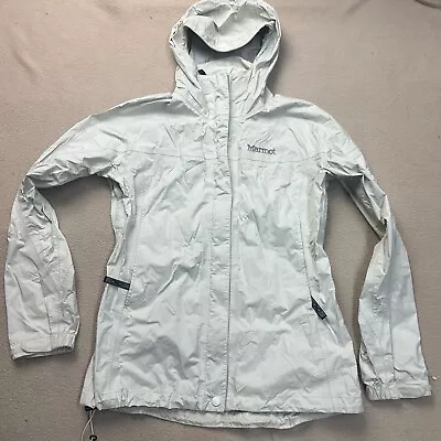 Marmot Jacket Women’s Small Tan Gray PreCip  Hooded Windbreaker Raincoat Nylon • $24.77