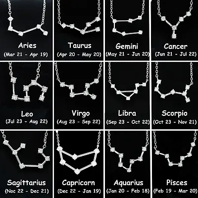 925 Sterling Silver Zodiac Sign Necklace Moissanite Constellation Necklace • $279