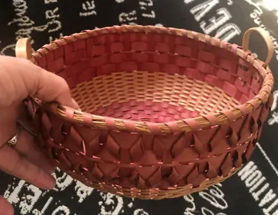 Vtg PASSAMAQUODDY Maine INDIAN ASH HANDLE Curly BASKET Sweet Grass MicMac A • $188.95