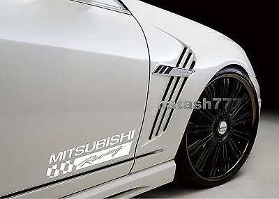 2 - MITSUBISHI RACING SPORT Motorsport Vinyl Decal Sticker Emblem Logo WHITE  • $29.95