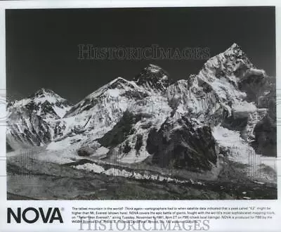 1991 Press Photo Peak Called 'K2  Might Be Higher Than Tallest Mt. Everest • $15.99