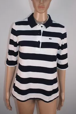 £30 • Buy Vtg 90s LACOSTE Womens 100% Cotton Navy & White Polo Size 40 Uk 10-12