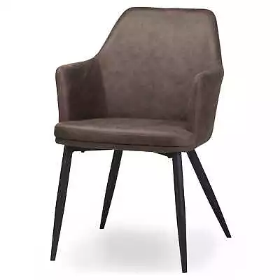 Contemporary Grey Leather Effect Black Metal Carver Furniture Dining Seat Chair • £149.95