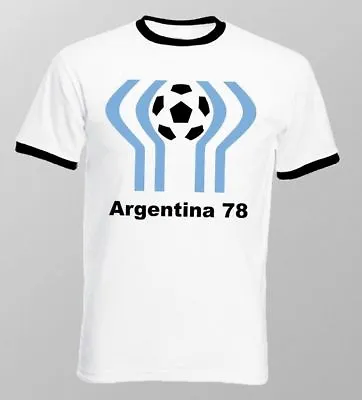 Argentina 78 World Cup Football Soccer Maradona White T-shirt 9306 • $17.34