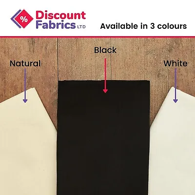 100% 60  Cotton Calico Fabric Black White Natural Medium Weight 145gsm By Metre • £1.39