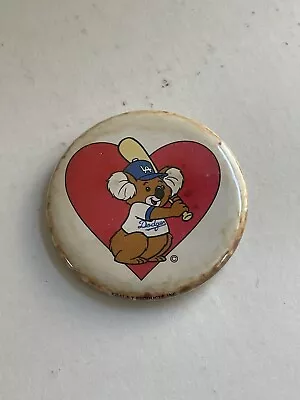 Vintage LA Dodgers Koala Heart Mascot Pinback Button - 1985 Rare • $200
