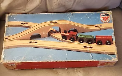 Vintage Micki Wooden Train Set Sweden Trains Track 21 Pcs Brio Thomas • $69.99