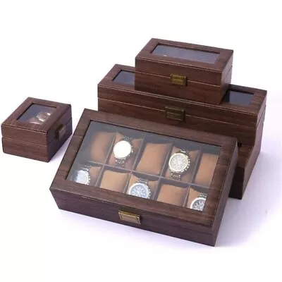 Watch Box Wood Boxes Collection Display Case Holder Organizer Jewelry Storage • $32.89