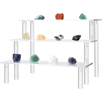 Transparent Acrylic Riser 3 Tier Removable Rack Display Shelf For Toys Figures • £7.95