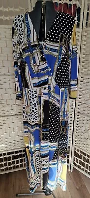 Wrap Dress Size 26 Kaleidoscope Ivory Mix Chain Link Pattern Stretch BNWOT • £15