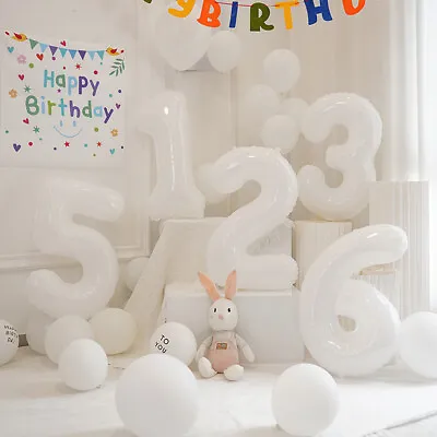 $3.29 • Buy 40 Inch White 0-9 Number Foil Balloon Birthday Party Baby Shower Decor Balloons