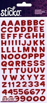 STICKO ALPHABET STICKERS - FUNHOUSE - RED METALLIC - Approx 12 Mm - 1 SHEET • $3.75