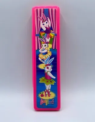 LISA FRANK Plastic Pencil Case Ballerina Rabbit Bunny Bunnies 2 Pencils Pink VTG • $40