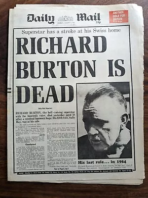 Daily Mail Richard Burton Death 6 August 1984 • £5