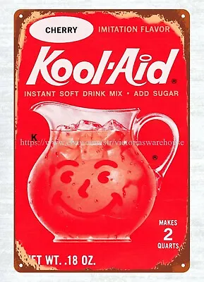 1967 Cherry Kool-Aid Drink Metal Tin Sign Decorative Collectibles Wall Art • $18.88