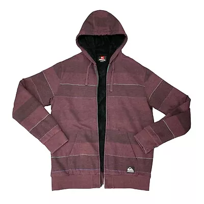 Quiksilver Jacket Mens Large Raisin Faux Fur Sherpa Lined Hooded *Broken Zipper • $19.94