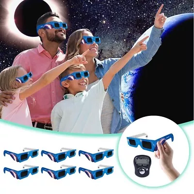 6PCS Solar Eclipse Glasses CE & ISO Certified + Free Pedometer • $7.99