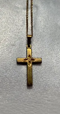 Children’s Vintage  Small Cross Necklace 1/20 12k G F USA 14 Inch . • $15