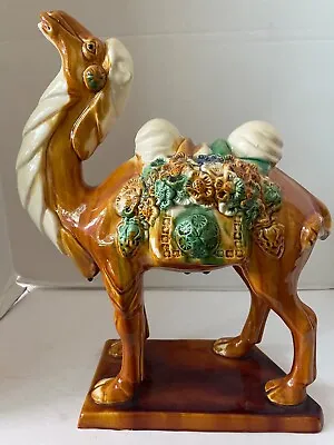 $35 • Buy Vintage Sancai Tang Dynasty Replica 15 Inch Camel Ceramic Drip Glaze Figurine