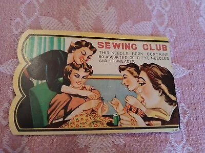 Vtg. Sewing Club Needle Book Case COMPLETE 60 Gold Eye Needles & Threader Japan • $6.99