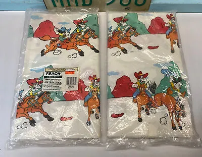 2 Mickey Mouse Cowboy Table Cover Tablecloth Paper 54  By 96  Mickey Goofy NEW • $14.95