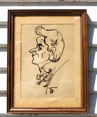 Vintage 1950s Hollywood Street Art Style Caricature Ink On Mylar Signed • £33.72