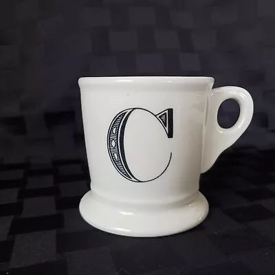 Anthropologie Vintage Style Coffee Mug White W/Black Letter C Initial Monogram  • $12