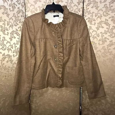 J. Crew NWT Brown Ruffle FIONA Jacket Blazer Size 4 • $29.99