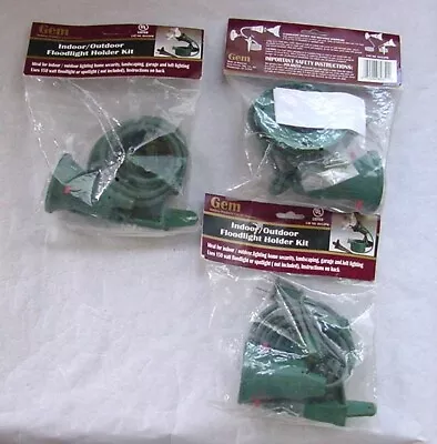 3 Vintage New Gem Indoor/outdoor Floodlight Holder Kits #0422pb Lot Of 3 - Fs • $23.95