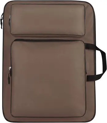 Art Portfolio Case A3 Artist Drawing Board Bag Waterproof Art Zipper Coffee • £22.45