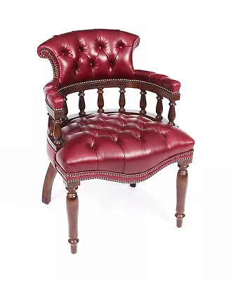 Bespoke English Hand Made Leather Captains Desk Chair Gamay • £1695