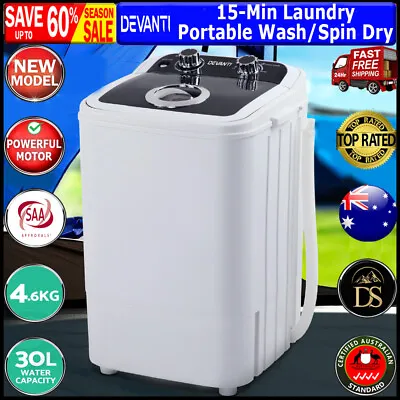 $116.38 • Buy 2 In 1 Mini Portable 4.6KG Washing Machine Camping Spin Dry Wash Spin Dry Black