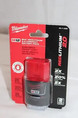 Milwaukee 48-11-2420 M12 12-V Lithium-Ion 2.0 Ah Compact Battery Pack - NEW • $30.95