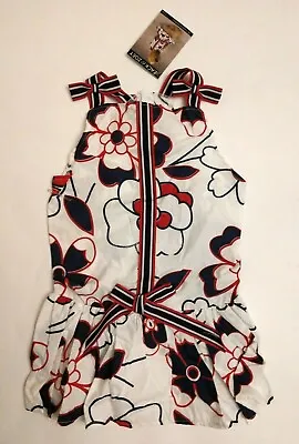 ZACK & ZOEY Red White Blue Floral Patriotic All-American Sun Dress Large Dog NWT • $7.99