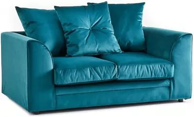 Plush Velvet Sofa Corner Suite 3 2 Seater Swivel Chair Set Teal Dylan Sofa Set • £259.99