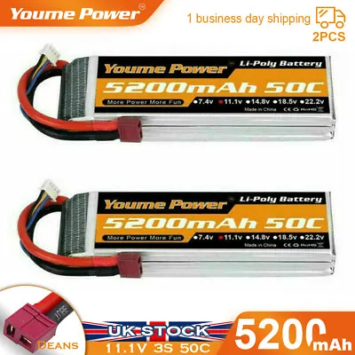 £47.06 • Buy 2pcs 11.1V 3S 5200mAh LiPo Battery Deans For RC Car Truck Helicopter Drone Boat
