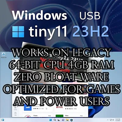 Windows Tiny11 USB - Fully Working And Secure Windows 11 For Older Computers USA • $12.99