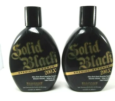 2 NEW Millennium SOLID BLACK SPECIAL RESERVE 200X  TANNING BED LOTION 13.5 OZ • $65.95