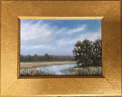 MARSH MINI Study # 2 - Original Framed 5X7 Oil Landscape By K. McDermott • $85