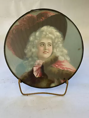 9-1/4  Antique FLUE COVER Of Maiden W White Hair & Feathered Large Hat • $20