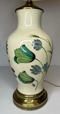 Vintage Hand-painted Porcelain Floral Table Lamp Signed By Artist Murray Feiss • $100